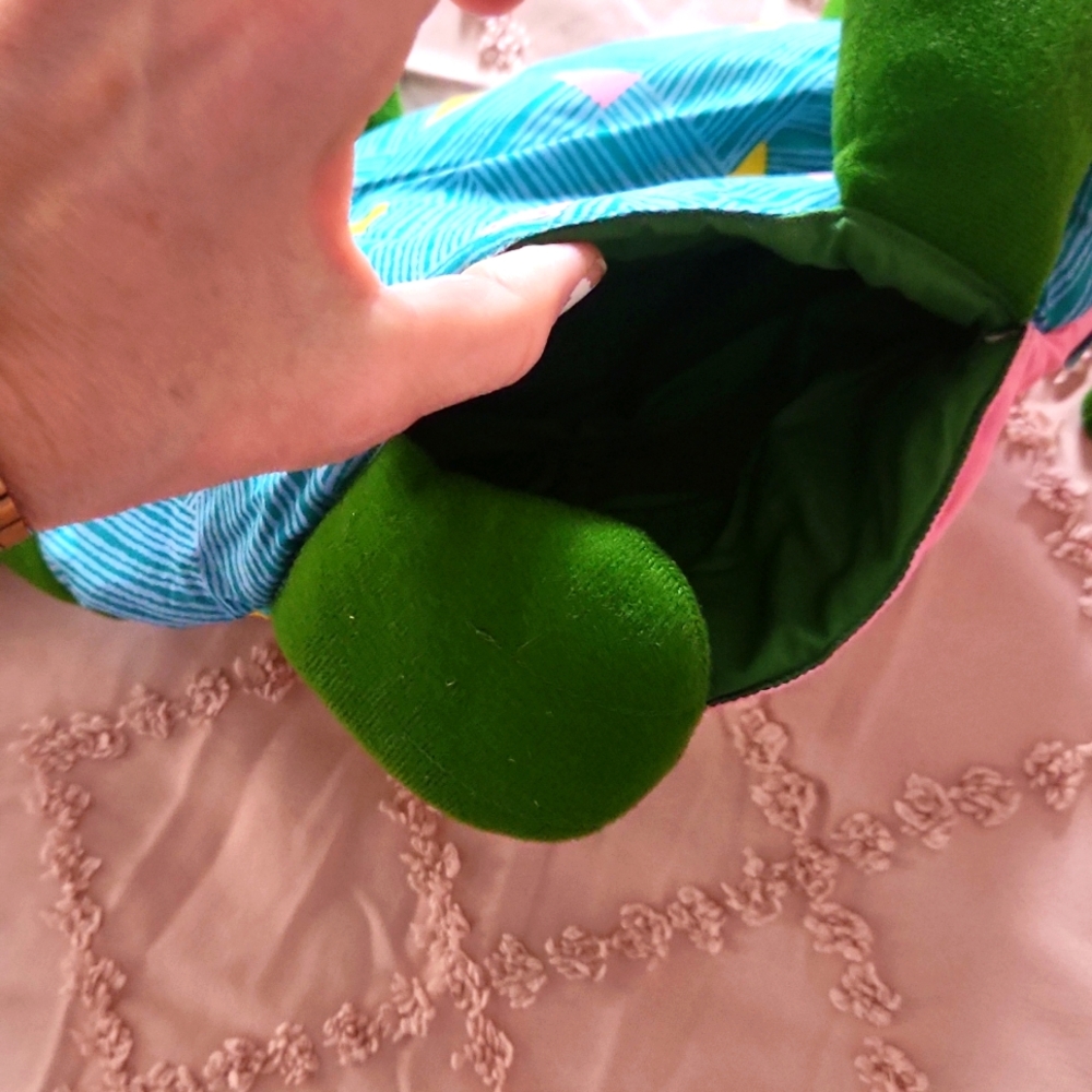 Green Plush Turtle with Colorful Shell - Picture 2 of 6